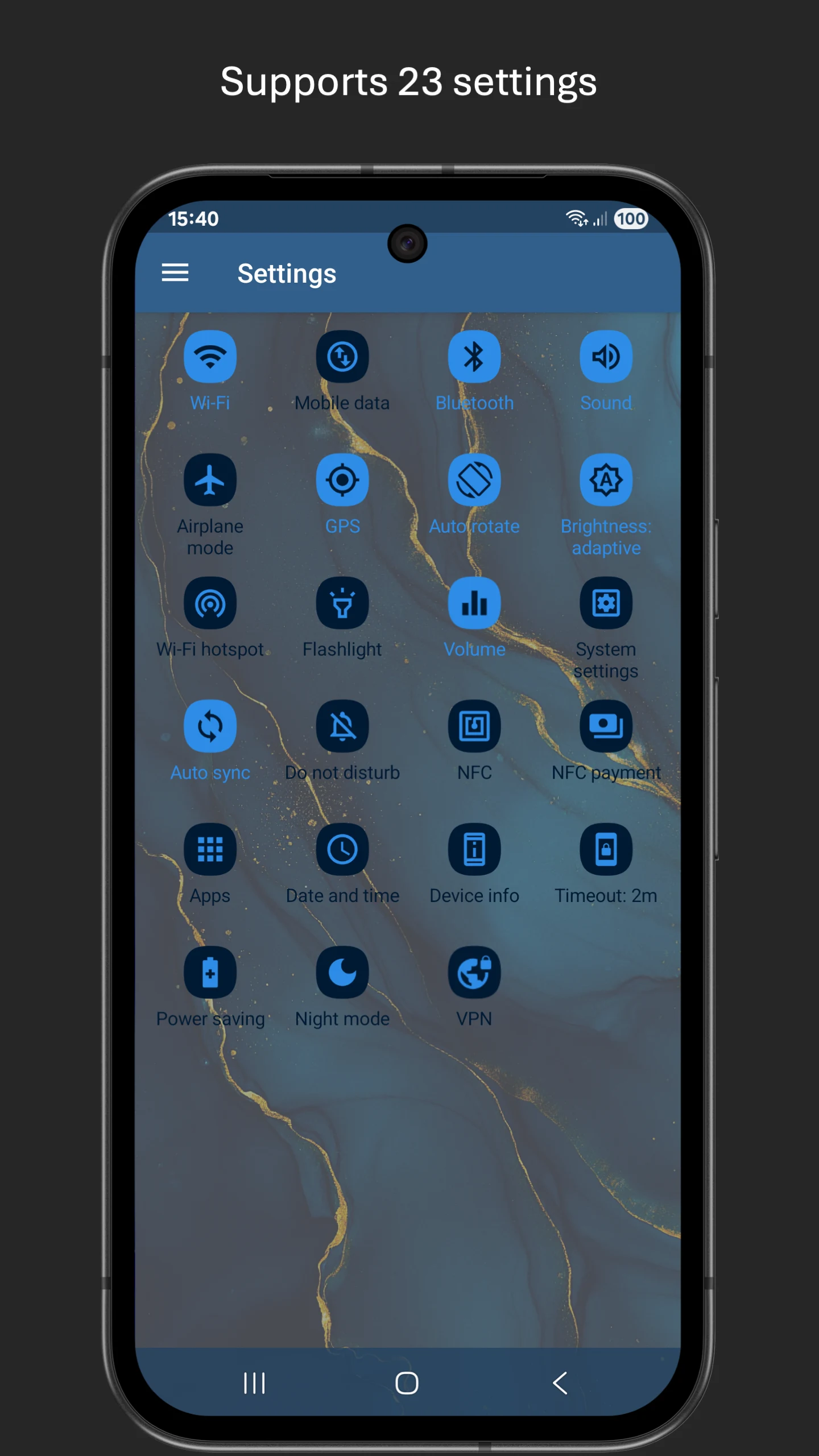 Settings Widget screenshot